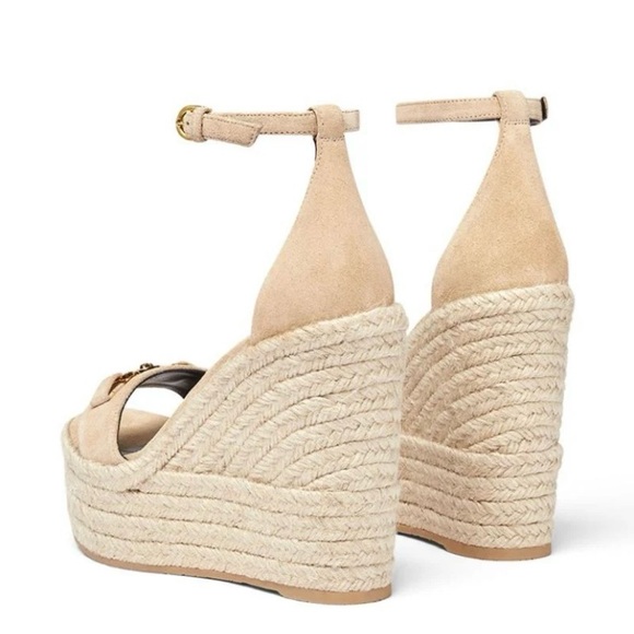 VERSACE Medusa ‘95 120 coin suede leather espadrilles wedges sandals